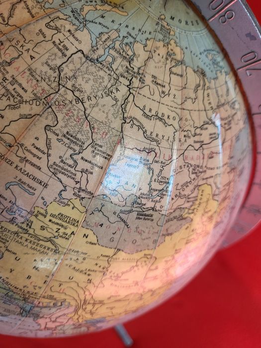 Stary duży globus podświetlany z lat 60 - 70 PRL-U