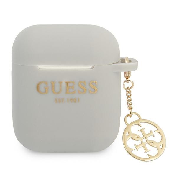 Guess GUA2LSC4EG AirPods 1/2 cover szary/grey Silicone Charm 4G