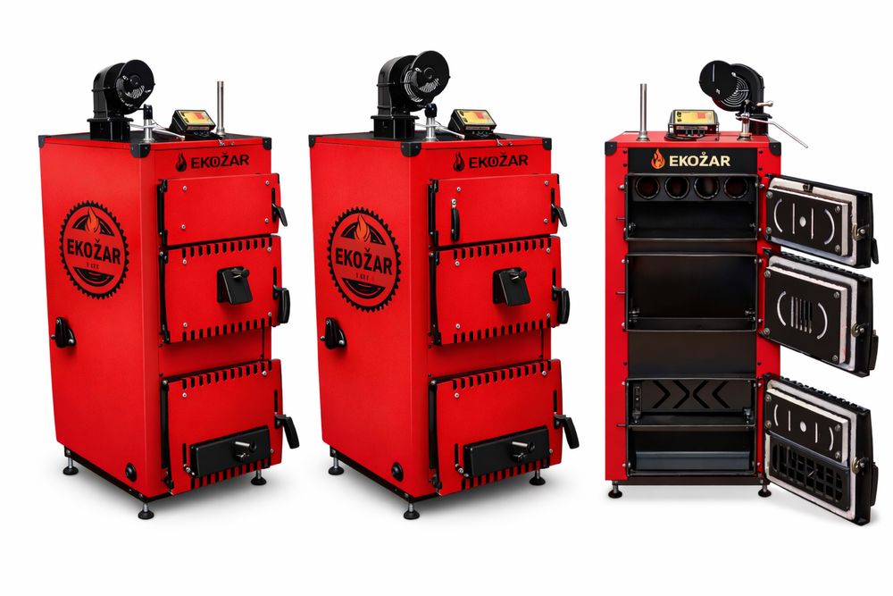 Kocioł Piec na drewno chrust i węgiel 27 kw do 240 m2 Ster+Dmuchawa