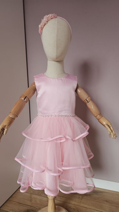 Дитяча святкова пишна фатинова рожева сукня Барбі 110 116 122 128