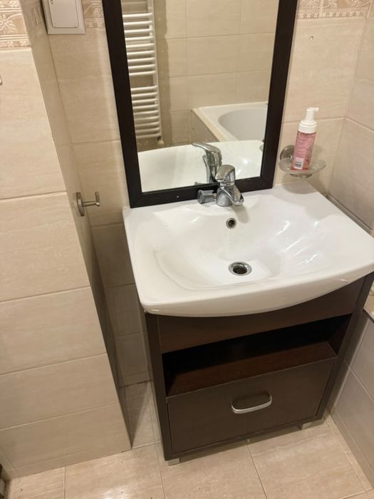 Szafka łazienkowa z umywalką 60 cm – wenge / ciemny brąz