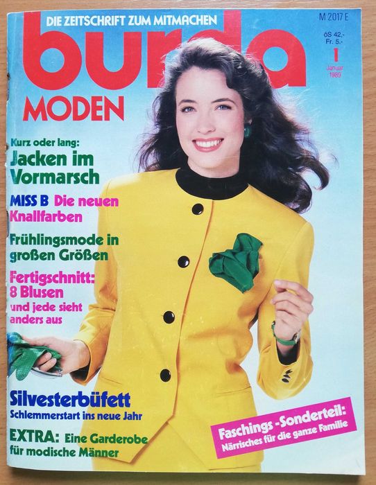 Burda vintage styczeń 1989 moda szycie wykroje wiosna ok. 100 wykrojów
