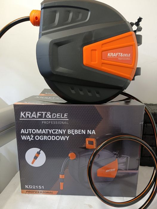 Котушка для шланга з автоматичним намотуванням, 15 м + 1,5 м, 1/2" KRAFT&DELE Садова котушка, садовий шланг, катушка шланг PARKSIDE
