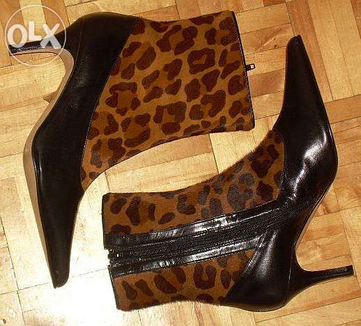 Skórzane botki!nowe! 38 hit lamparcia skórka