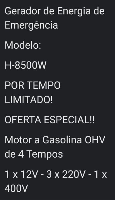 Gerador gasolina Krafetch 80000W 3500w reais 3,75KVA NOVO 3x220V 1x380