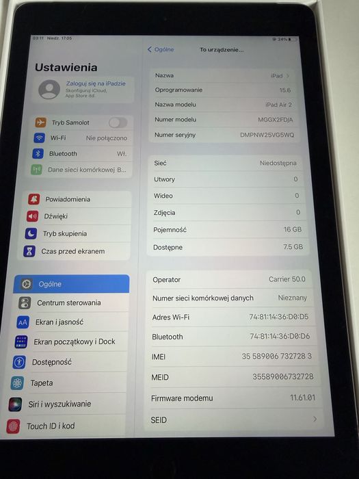 iPad Air 2 WiFi + Cellular 16gb Space Gray