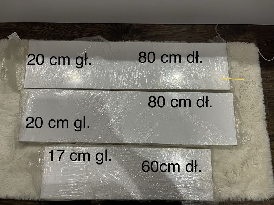 Zestaw 3 półek białe wysoki polysk hpl