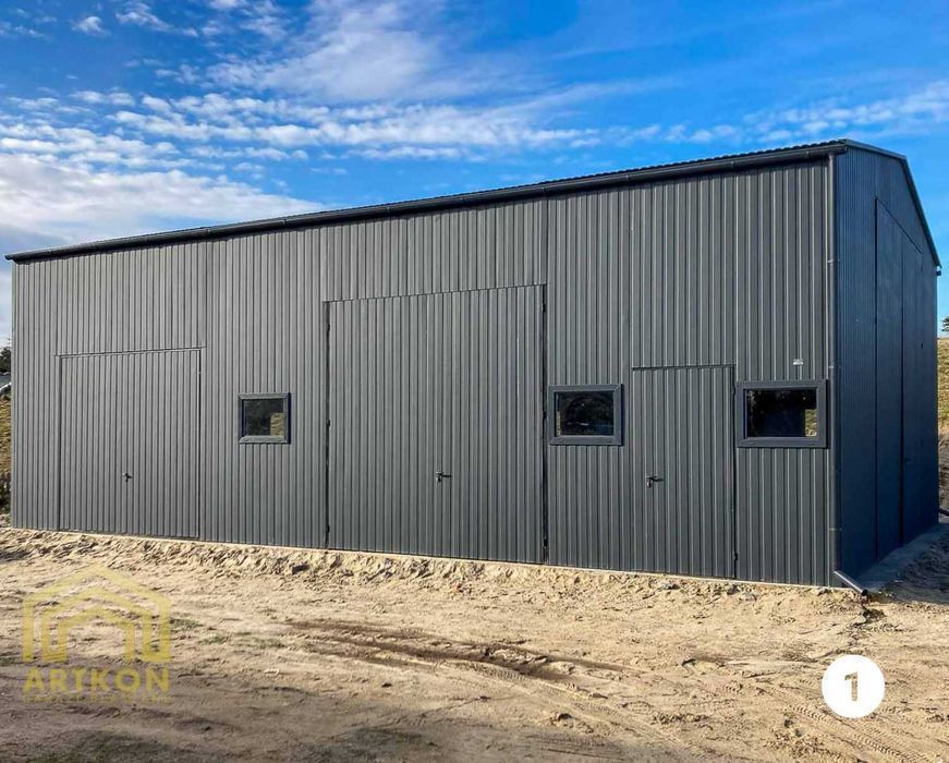 Wiata stalowa magazynowa z blachy ocynkowanej montaż