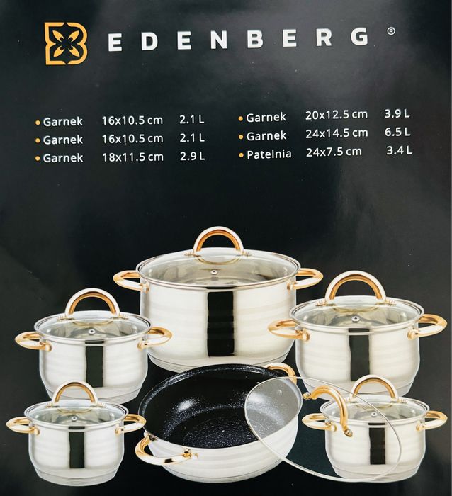 Wyprzedaż. Duży zestaw garnków z patelnią.12 el