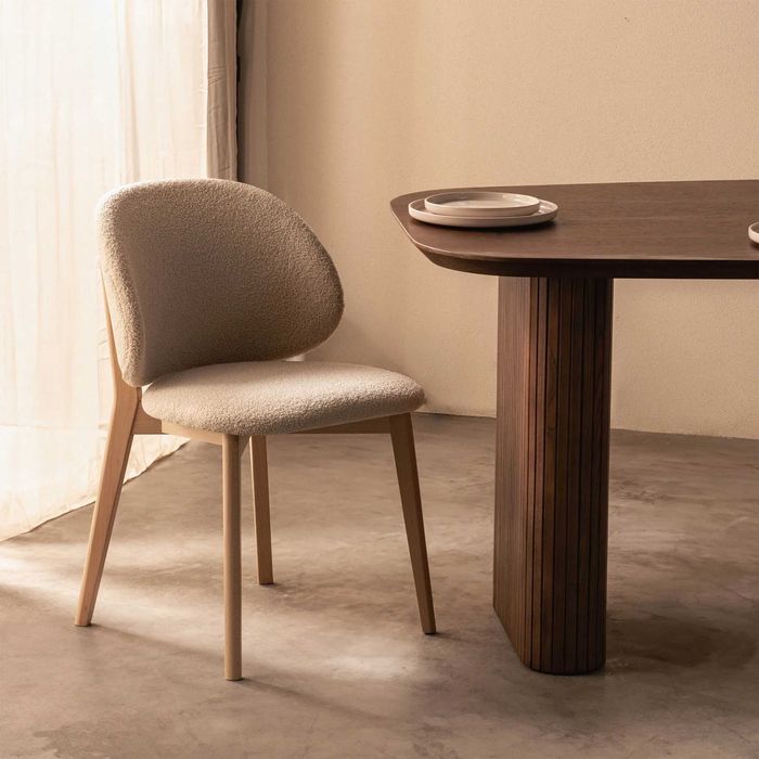 ZZ2245 - Selva, Krzesło tapicerowane, jasnobeżowe/buk, boucle