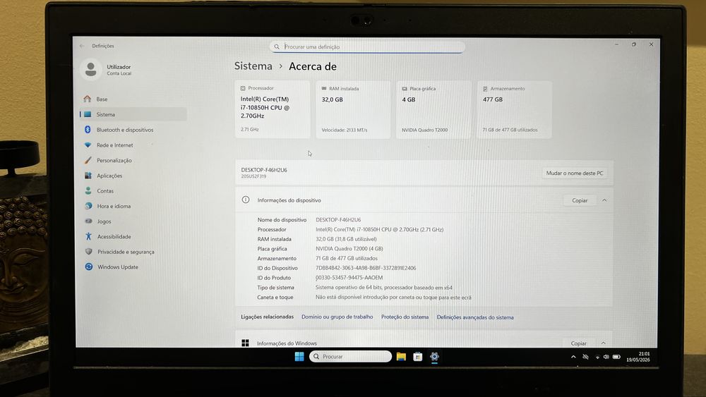 Lenovo ThinkPad P15 I7-10850H/32Gb/SSD/nVidia Quadro T2000 4Gb