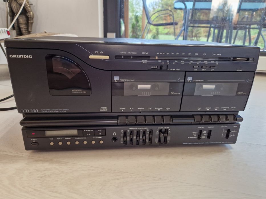 Wieża Grundig CCD 300 CD Radio 2x kaseta equalizer 1989 Retro