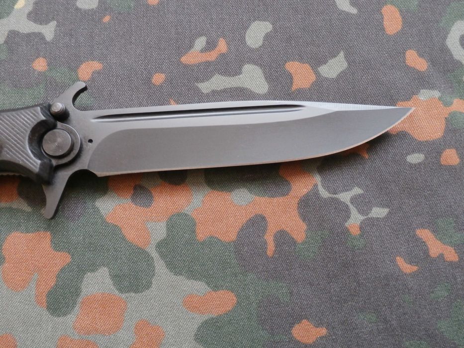 Туристичний складний викидний ніж Нокс Финка-С D2 Black 26.5см Кліпса
