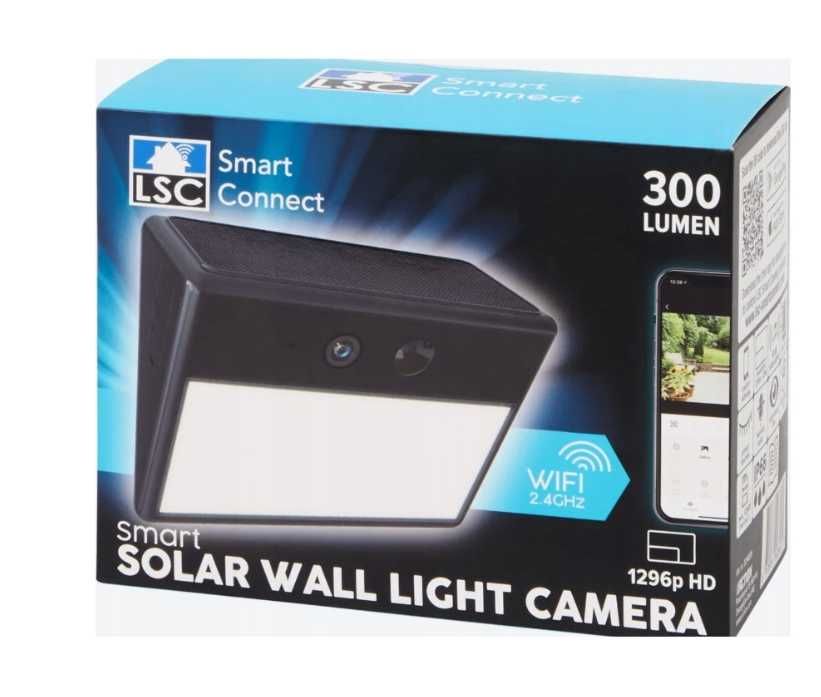 Kamera naścienna LSC z lampą solarną 300 lm 1296p HD