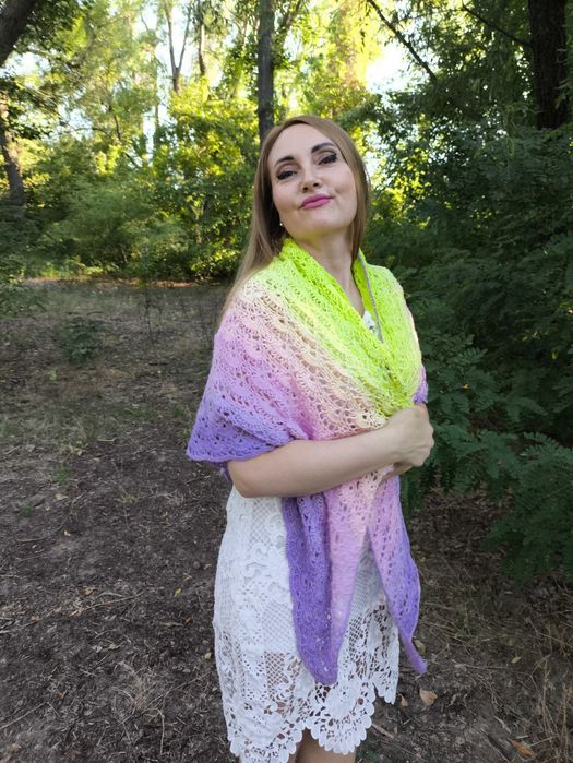 Платок шарф вязаный коза