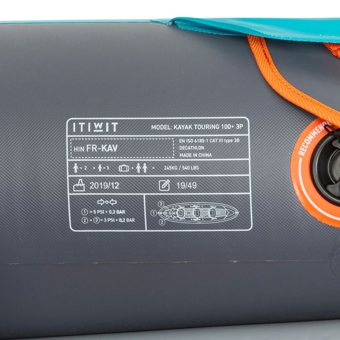 KAYAK INSUFLÁVEL FUNDO DROPSTITCH X100+ 3 LUGARES