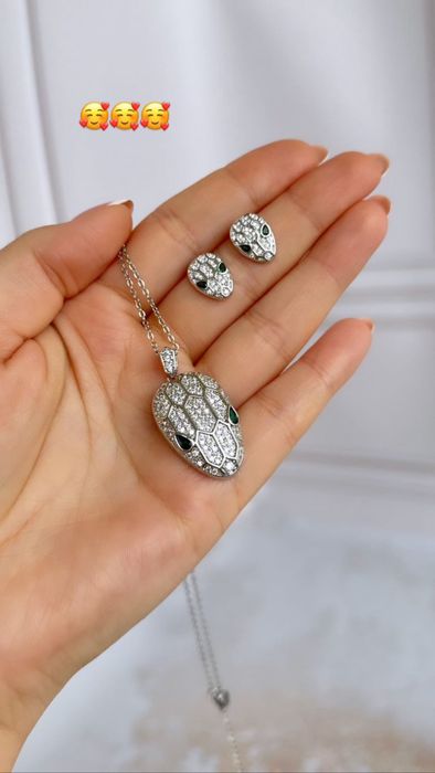 Набір сережки кулон з підвісом  змія Bvlgari
