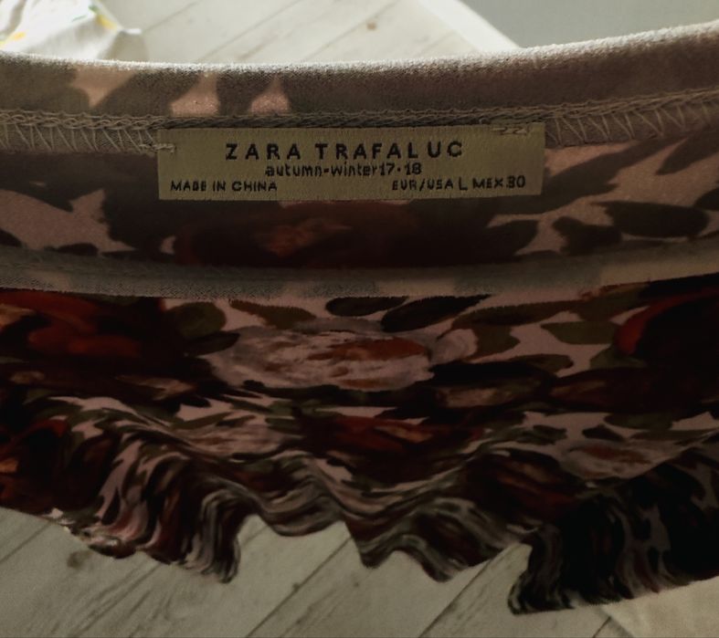 Tshirt koszulka Zara L flower w kwiaty print nadruk all over