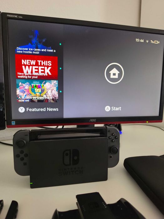 Nintendo Switch V2 cinzenta e acessórios