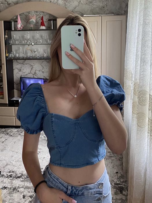 Новий синій котоновий топ