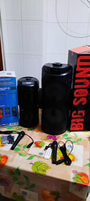 Colunas portáteis Bluetooth a bateria 24w usb,sd,aux e microfone