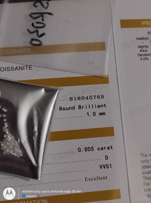 Moissanit GRA 1mm 0,005ct kamień