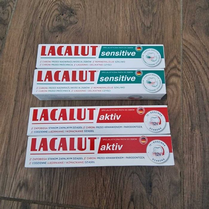 4x Pasta do zębów Lacalut 75 ml: 2x Aktiv + 2x SENITIVE