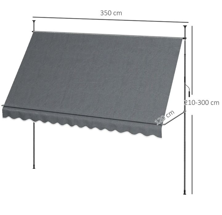 Toldo manual com manivela e altura ajustável
