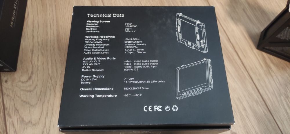 Monitor Flysight 7" RC801 Black Pearl