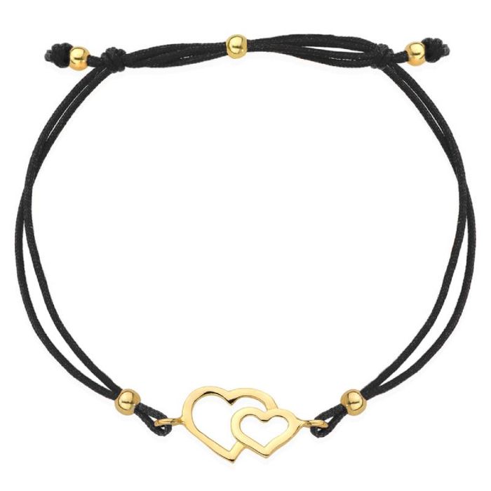 WYPRZEDAŻ 450zł/g 585 Złota bransoletka splecione serca na sznurku