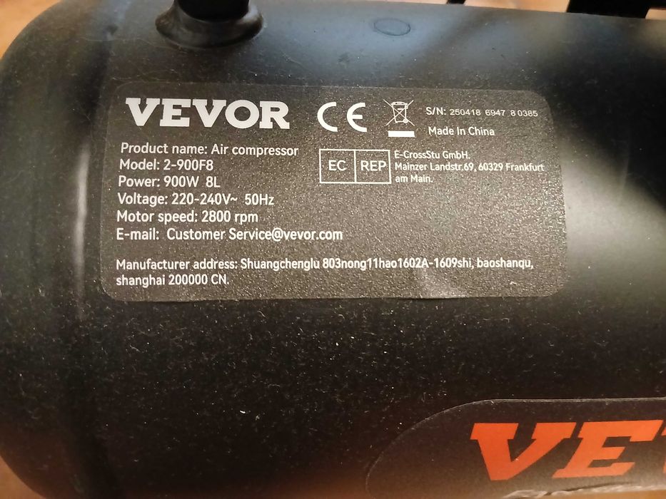 Compressor de Ar sem Oleo 8l