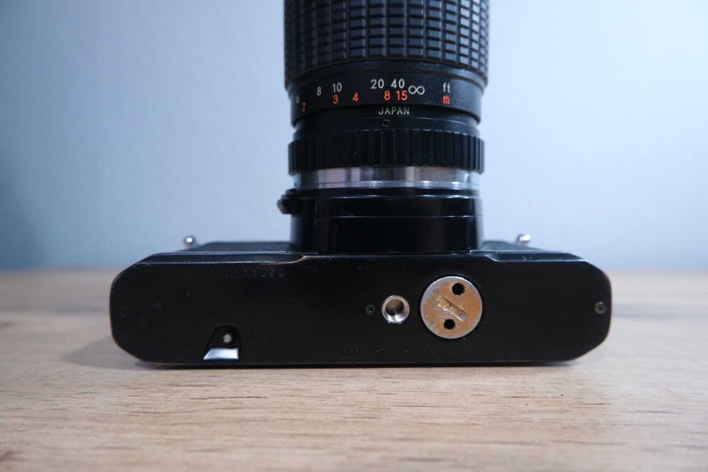 Pentax MV Sunagor Auto Zoom 80-200mm f/4.5-5.5, aparat analogowy