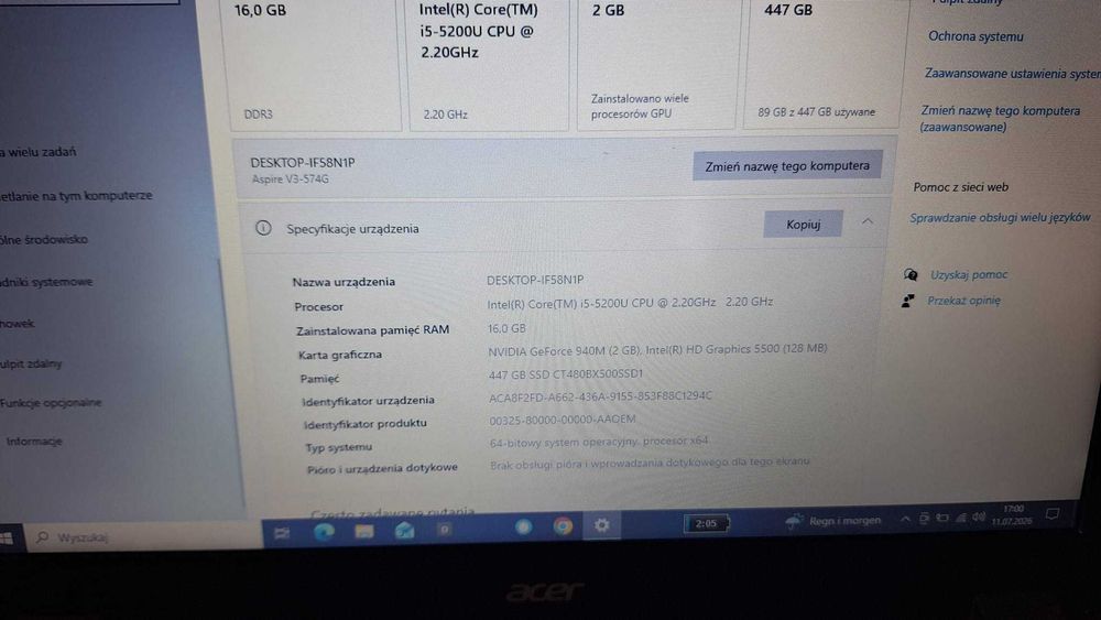 Laptop Acer Aspire V3-574G