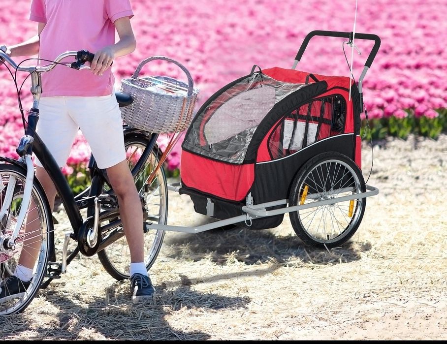 Sprzedam nową przyczepkę/wozek dla dzieci HOMCOM 2-osobowy (czerwono-c