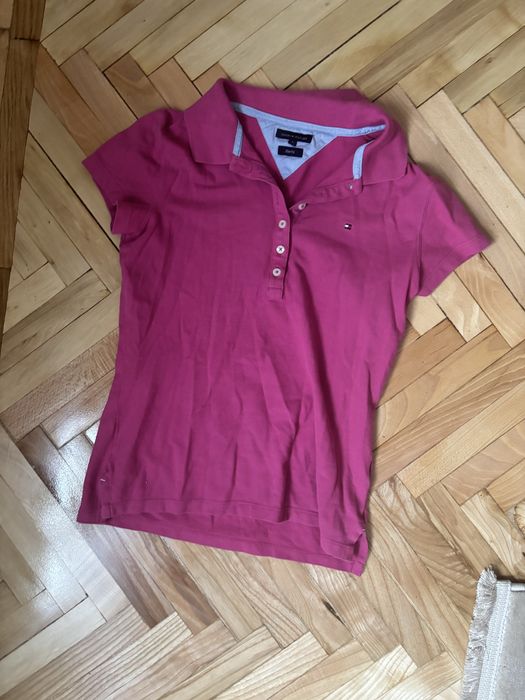 Оригінальна футболка-поло tommy hilfiger рожевого кольору. Розмір s.