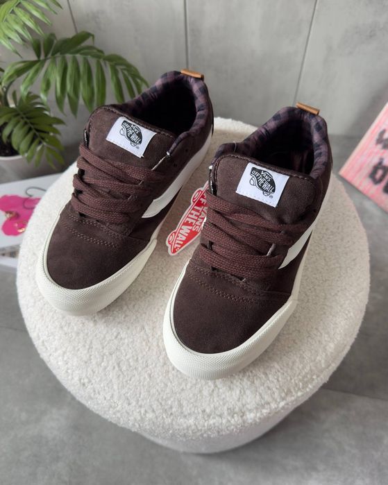 Кросівки Vans KNU Skool Brown/White premium | Кроссовки жіночі чоловічі