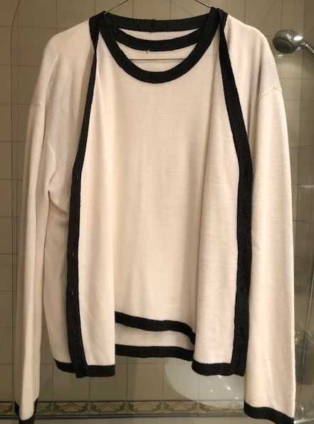 Conjunto malha fina de casaco e blusa