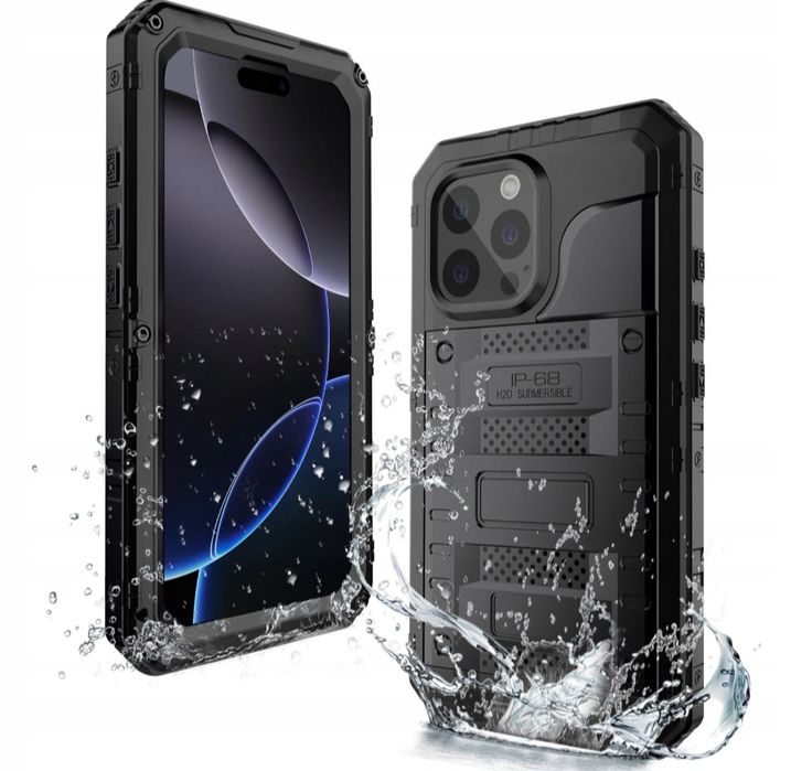 Etui Pancerne iPhone 16 Pro Max Metal Silikon Hybrid 4w1 Wodoodporne