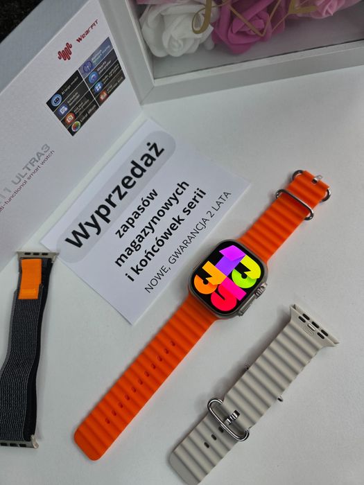 Smartwatch HK Ultra3 – nowość 2025, AMOLED 2,12”, 2 paski, nowy