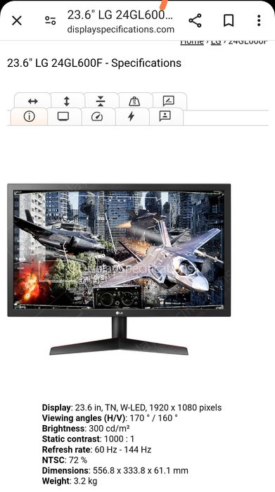 LG monitor 24"  24GL600F