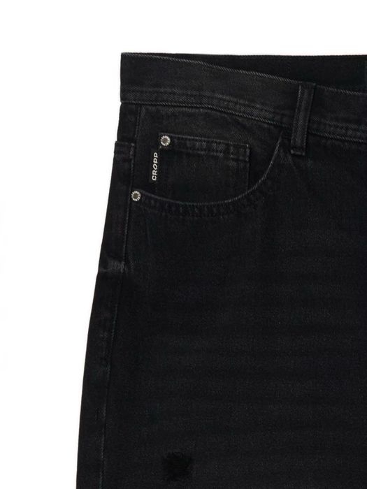 Nowe czarne męskie spodnie jeansowe z dziurami loose baggy Cropp denim