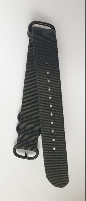 Pasek NATO nylonowy zegarek czarny stalowa sprzączka 22mm