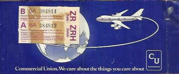 Bilhete de avião antigo - 1980 - BRITISH AIRWAYS - aviação - airlines - airways