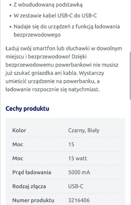 Powerbank z Magsafe 5000mAh+15W ładowanie bezprzewodowe.iPhone i inne.