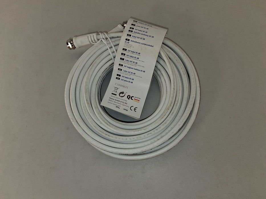 N125 Kabel Antenowy SAT Hama 10 M F-Plug 85 DB Classic Line