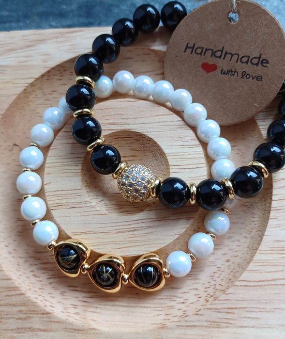 Bransoletka 2w1 z kamienia naturalnego Handmade