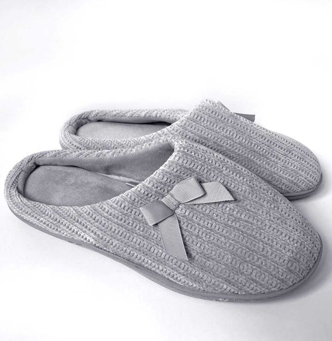 Капці велюрові з бантом домашні сліпони прошиті р. 41 (26 см)