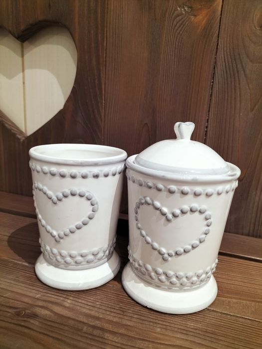 Ceramiczne Pojemniki na szczoteczki i płatki kosmetyczne do łazienki