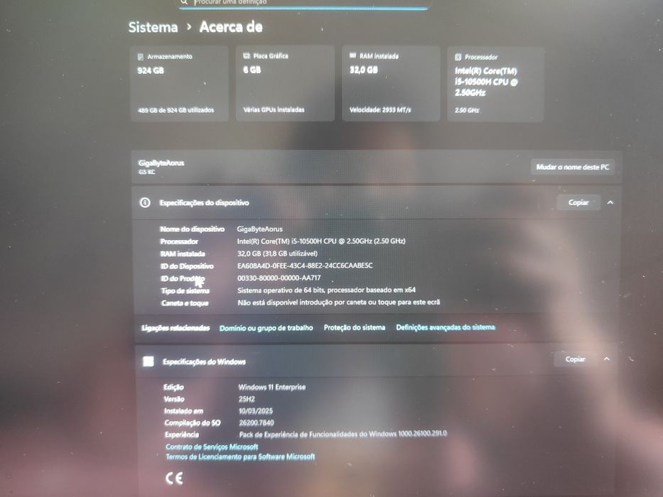 Gigabyte g5 com 445€ em upgrades rtx3060, 32GB ram!!  2x512GB SSD m2