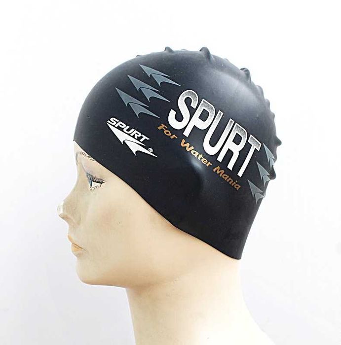SPURT Markowy czepek pływacki silikonowy 5221 Czarny ZESTAW = 3 sztuki